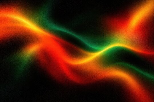 Grainy abstract gradient featuring vibrant orange green red yellow blurred glow against black background for digital wallpaper web banner website header creative branding design