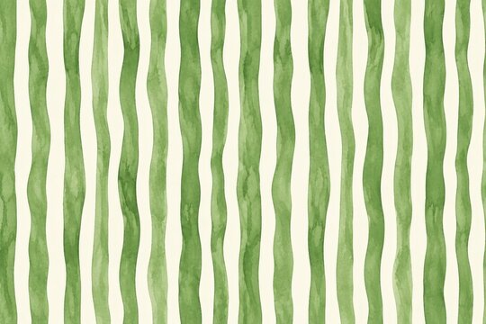 Organic green striped seamless pattern with irregular hand drawn vertical lines, wavy watercolor texture for boho textile wallpaper packaging and stationery design
