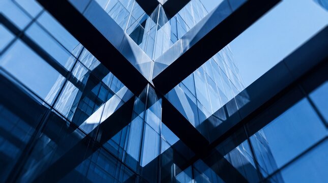 Modern Glass Skyscraper Facade with Structural Beams
