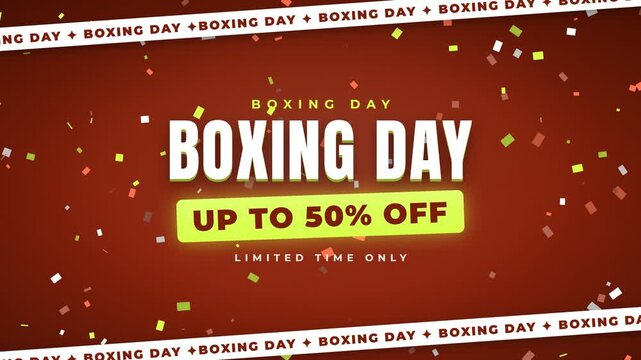 Boxing Day Sale Banner with Confetti Falling