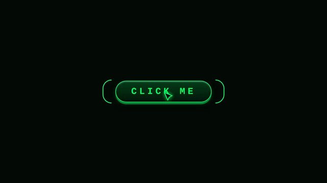 3D HUD Click Me Button Animation Futuristic Cyberpunk UI Element 4K 60fps