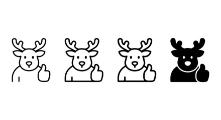 Obraz premium Reindeer Thumbs Up Icons, Christmas Character Vector Set, Festive Animal Graphics
