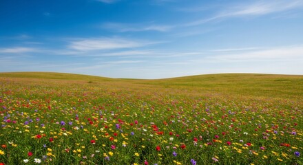 Fototapeta premium Rolling Wildflower Meadow in Springtime Landscape