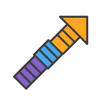 Colorful ascending diagonal arrow made of bar blocks pointing top right