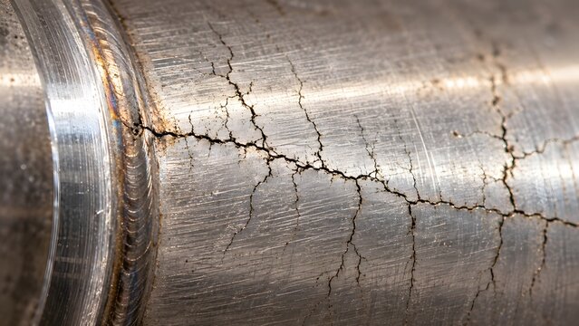 Metal Fatigue Cracks on Welded Steel Surface