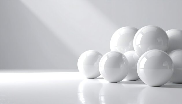 White glossy spheres creating a clean abstract background