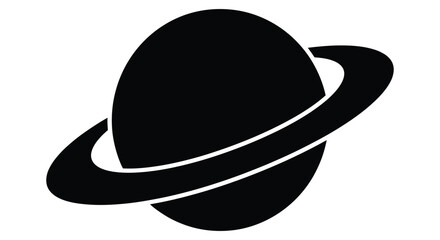 Saturn silhouette with rings is a black graphic on a white background planet astronomy © SHAH