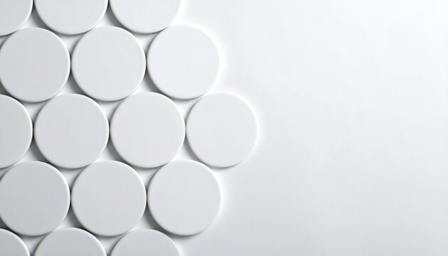 White circular buttons creating a clean abstract background