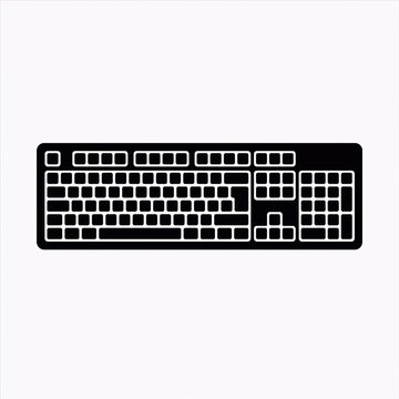 Computer keyboard silhouette icon, flat black digital input device symbol for web design.