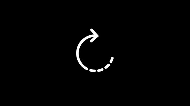 Animated white dashed rotating arrow path line arc direction indicator graphic lower third element for video editing