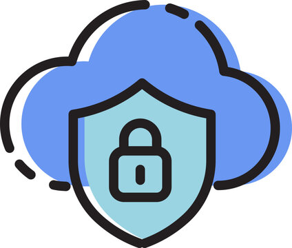 Cloud Data Security Shield Padlock Vector Icon