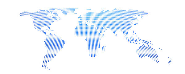 Dotted world map in perspective view isolated on white background. Global internet network and data connection concept. © Tex vector