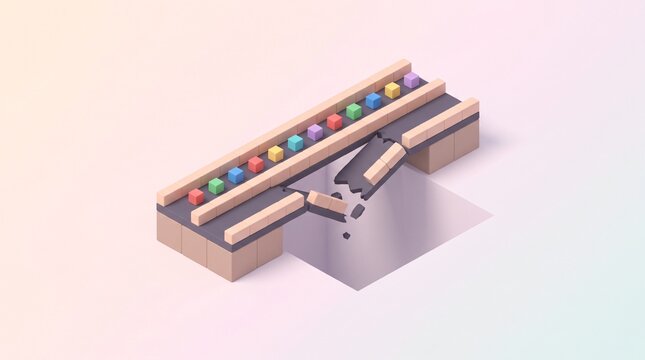 Graceful Degradation Concept, Isometric Twin Track Bridge With One Lane Collapsed