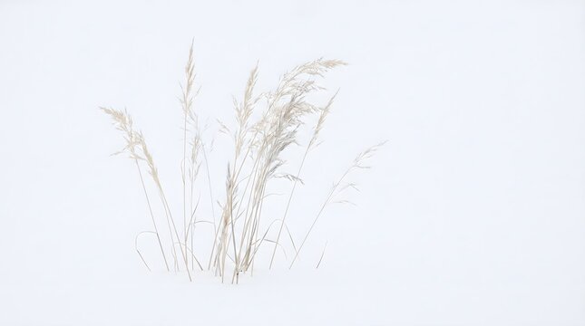 Delicate meadow grass arranged against a bright white background, creating a clean minimalist botanical composition with natural fine details.