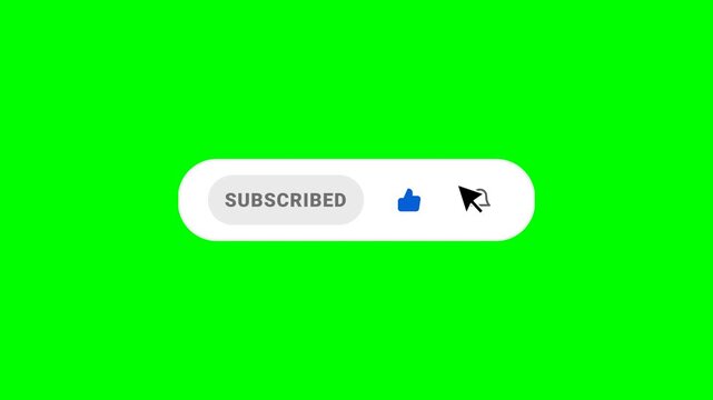A massive, 3x scaled clean light mode YouTube subscribe animation on a green screen. Features bright red button, smooth popup, and natural cursor movements. Perfectly centered.