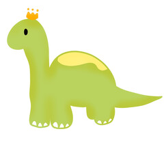 Cute green dinosaur character wearing a yellow crown © Alexandra