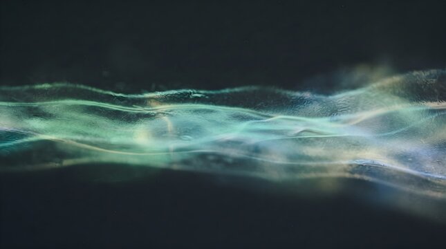 Abstract light passing through a textured surface, creating flowing blue, green, and white luminous patterns with an atmospheric modern aesthetic.