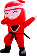 An image of a ninja in a red outfit performing the "dab" move, designed in a lantern style and set against a transparent background. © MinhYen