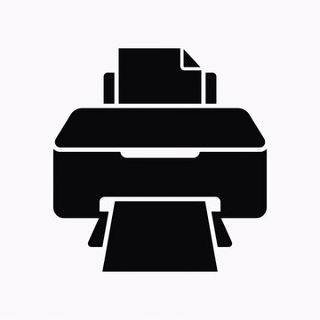 Black printer silhouette icon for office document printing and digital document management.