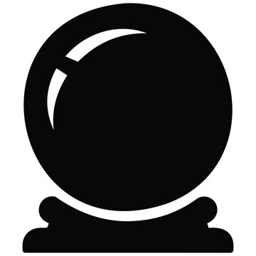 Crystal ball silhouette vector illustration for fortune telling and magic prediction art.