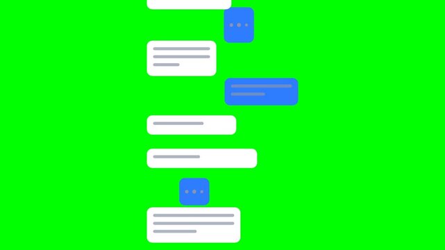Digital chat bubbles scroll vertically on green screen