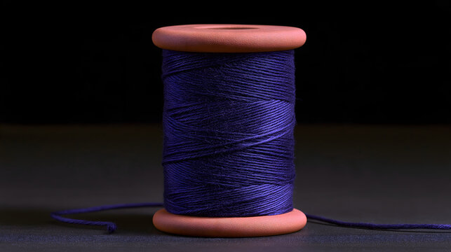 Spindle, terracotta spindle in dark void, dark purple threads with faint sheen, rust cracks at edges, minimalist sacred spindle visual asset