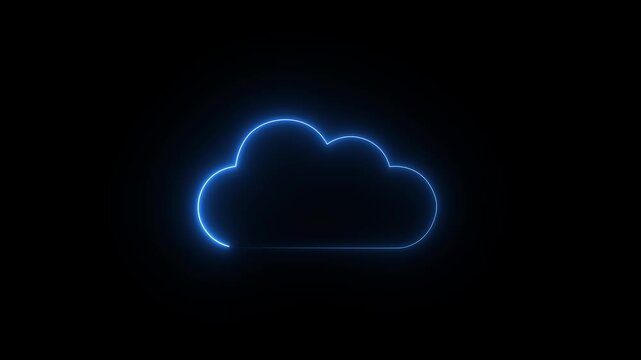 Futuristic cloud computing neon symbol for data storage and technology concept 4k video.