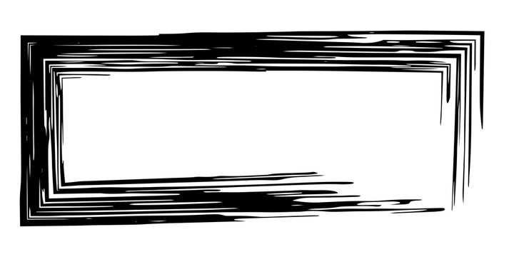 Simple black rectangular frame with a thick border on a white background, for text placement isolated on a transparent background