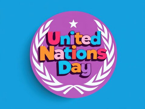 Colorful united nations day celebration logo with laurel design