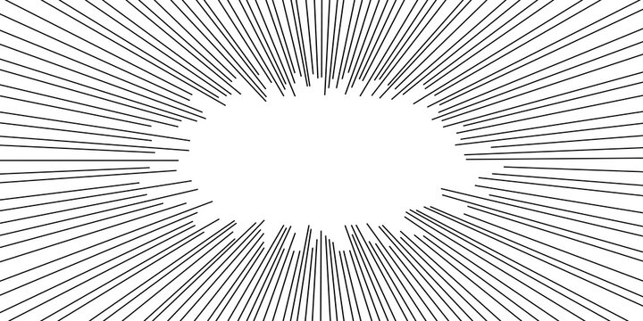 Black Radial Speed Lines Burst Effect for Comic Manga and Dynamic Designs isolated transparent background