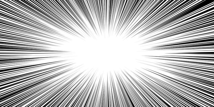 Black Dense Comic Speed Lines Burst Effect for Manga Action Backgrounds isolated transparent background