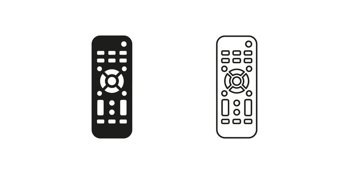 Television remote control icons with button layouts for entertainment and media devices.