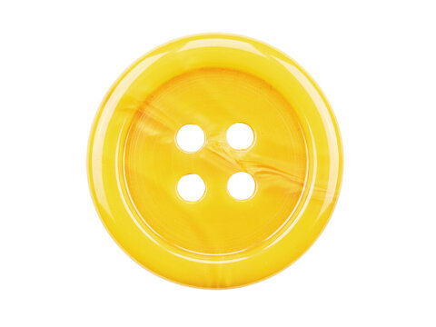 Bright yellow four hole button with transparent background for fashion design transparent background