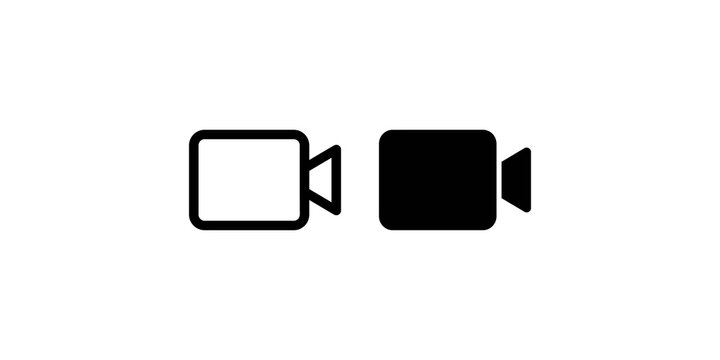 Video camera icons featuring outline and filled styles for media recording or streaming applications.