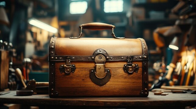 Wooden chest in a workshop