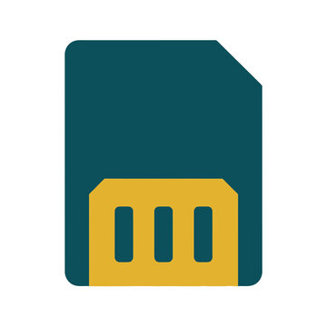 Teal and yellow SIM card graphic