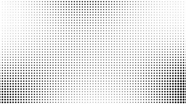 High-quality seamless loop of a full-frame generative optical art halftone wave. Features a dense, edge-to-edge matrix of black dots on a white background that organically scale using mathematical wav