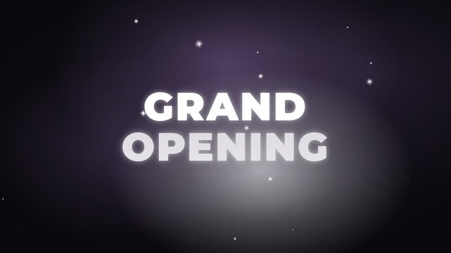 Grand Opening Text Animation Glows Starry Night Background