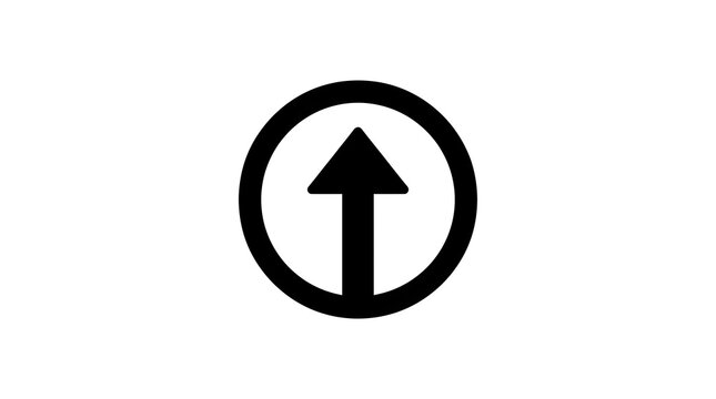 upload arrow icon isolated on white background, upward arrow symbol in circular outline, upload and upgrade icon isolated on white, simple black upload arrow graphic