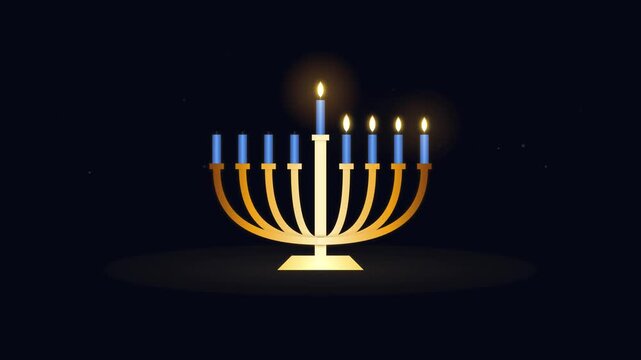 Hanukkah Menorah Animation Lighting Candles