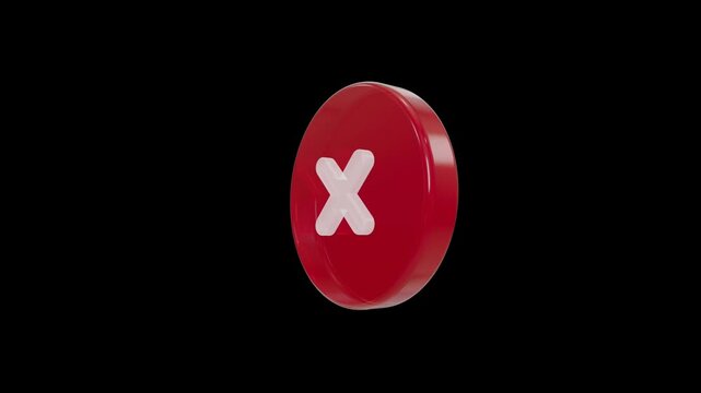Glossy Red Button With White Cross Cancel Symbol