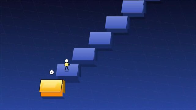 Success Concept Cartoon Character Climbing Career Ladder
