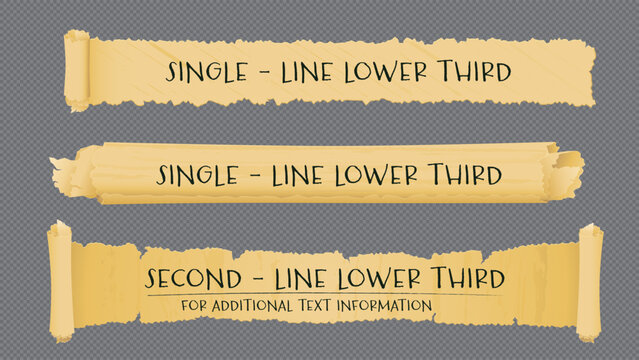 Set of lower third or television news bar design with vintage paper template.