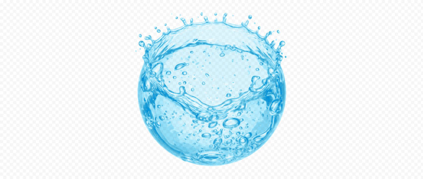 Easy-to-edit vector layers. Water splash sphere with inner bubbles. Useful for mockups and editorial layouts. Five separate layers make the artwork easy to adapt to different designs.