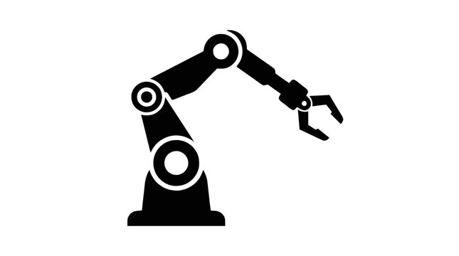 Vector illustration of industrial robot arm icon vector on a transparent background