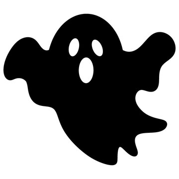 Hand drawn Halloween ghost silhouette with scared face