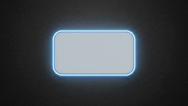 Glowing blue neon rounded rectangle frame animation on dark textured wall