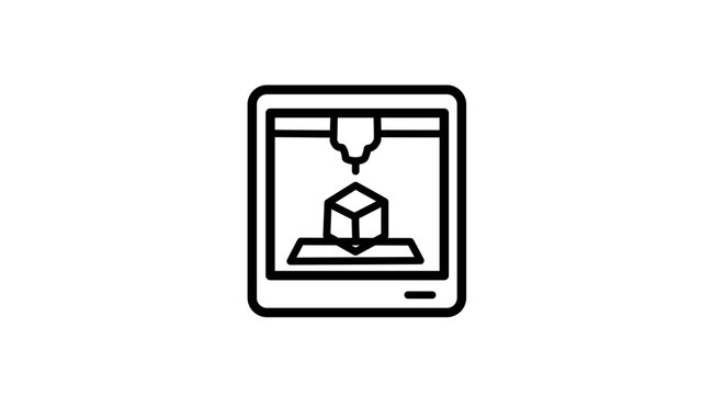 Minimalist 3d printer icon isolated on white