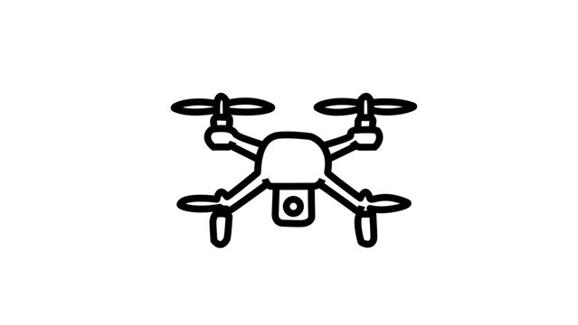 Minimalist black drone icon on clean white background