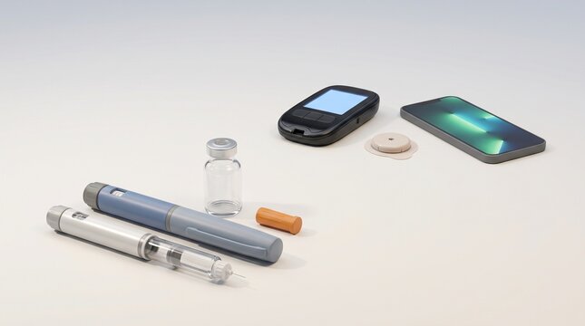 Diabetes Monitoring Supplies with Glucose Meter and Insulin Pen